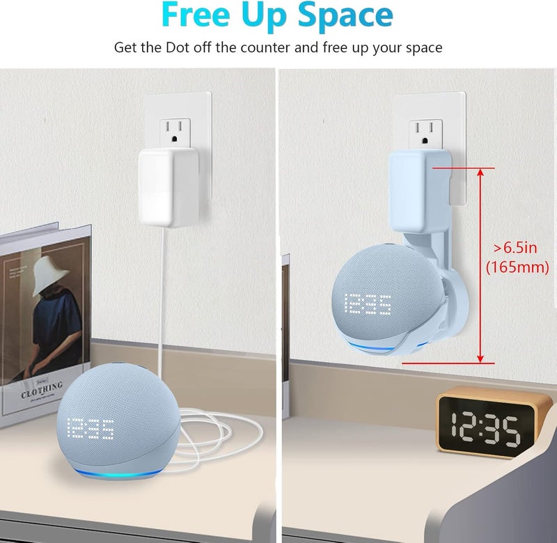 ZUOLACO Wall Mount Holder for Echo Dot 5th Generation, Outlet Hanger Stand for Echo Dot (5th & 4th Gen), Space-Saving Dot Accessories with Built-in Cable Management, Hide Messy Wires, Cloud Blue - Image 3